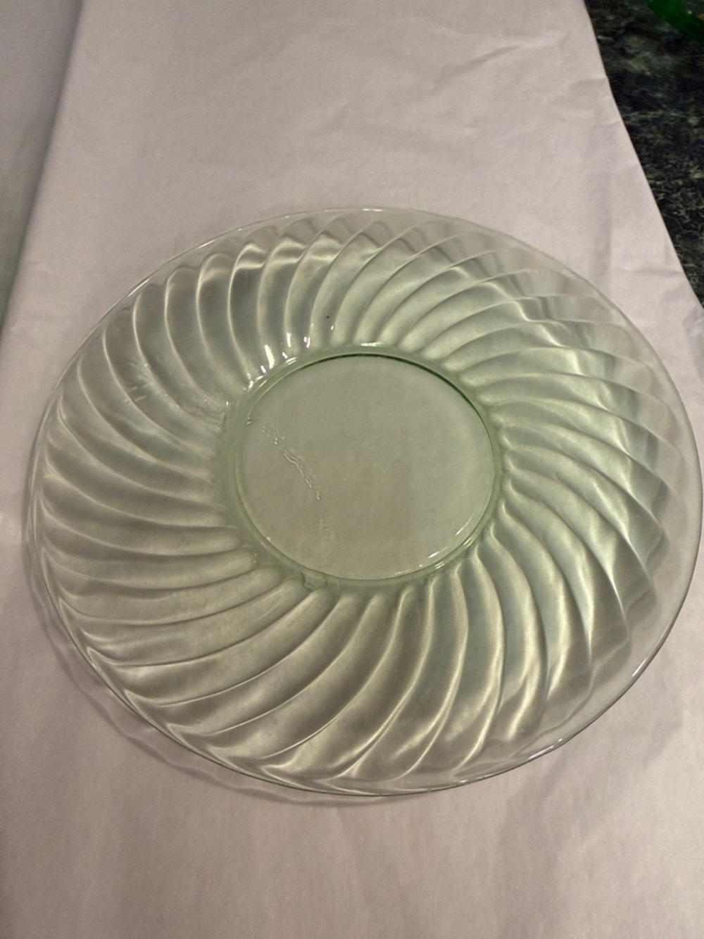 Vintage Glass Swirl Dinner Plate - Light Green set of 5